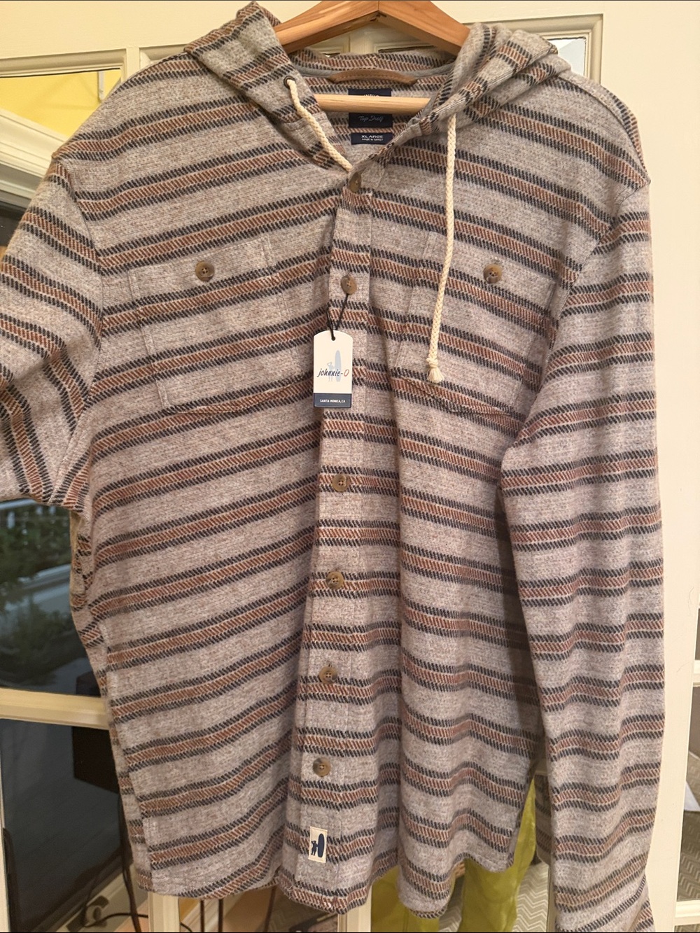 johnnie-O Striped Barta Top Shelf Lodge Button Down Hoodie Shirt